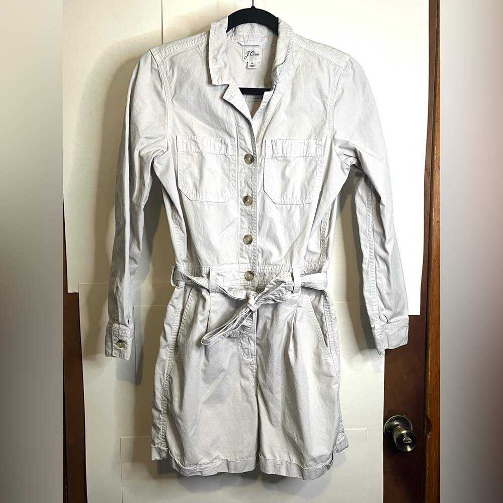 J. Crew Women's Size 4 Light Tan Foundry Chino Short Coveralls Romper